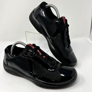 Prada America's Cup Shoes Sneakers Men Size 5 US Size 6 Black Patent Leather Mes